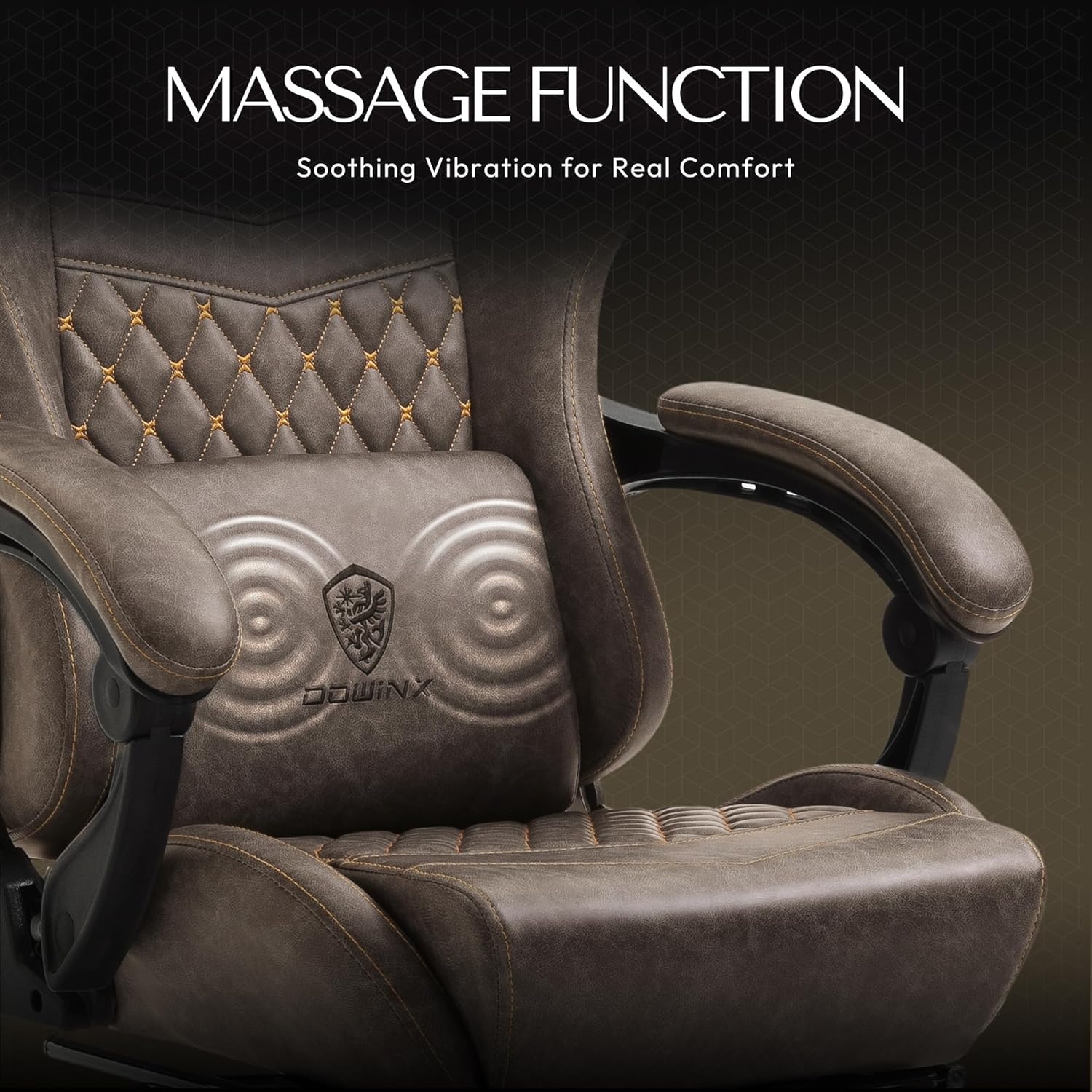 image:imageDowinx Big amp Tall Vintage Gaming Chair for Adults 400 lb Capacity Heavy Duty Ergonomic Computer Chair with Massage Lumbar Footrest amp Easy Side Recline BlackBrown