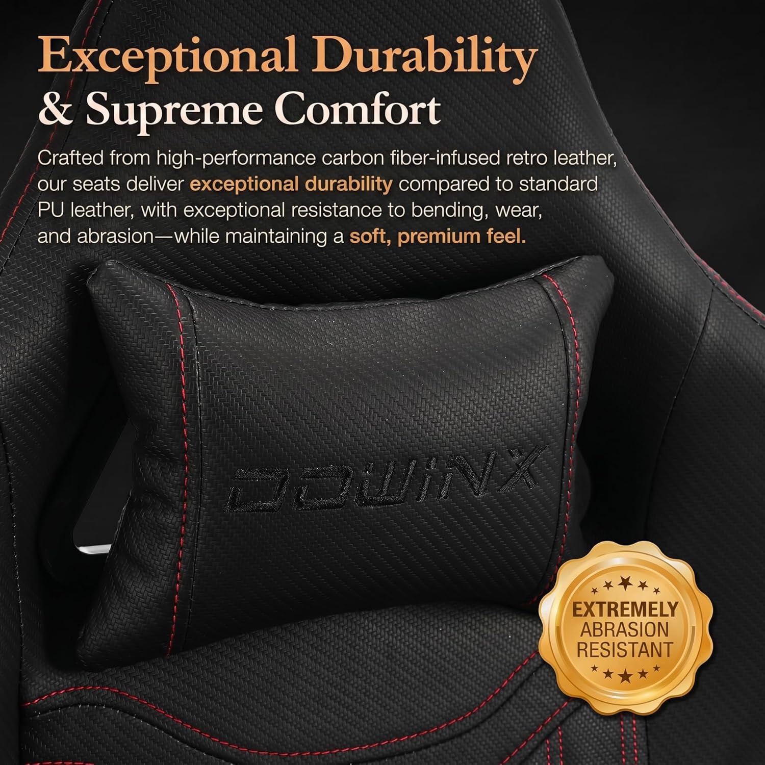 image:imageDowinx Gaming Chair Breathable PU Leather Gamer Chair with Footrest Massage Lumbar Support Big and Tall Ergonomic Reclining Computer Chair with Pocket Spring Cushion for Adults Teens BlackampWhiteBlack