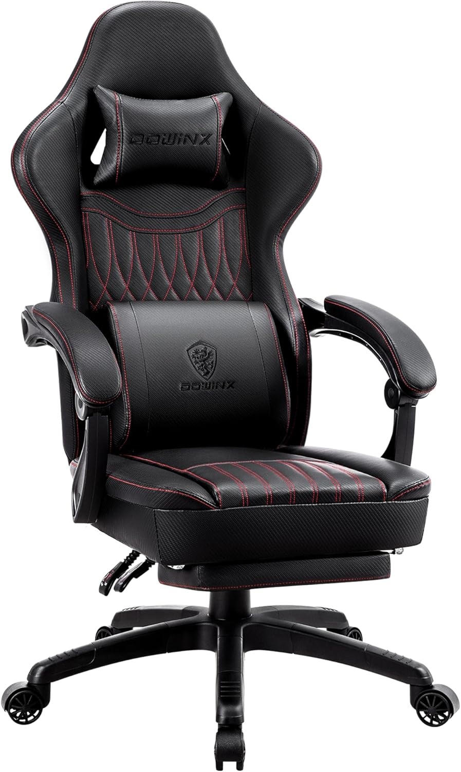 image:imageDowinx Gaming Chair Breathable PU Leather Gamer Chair with Footrest Massage Lumbar Support Big and Tall Ergonomic Reclining Computer Chair with Pocket Spring Cushion for Adults Teens BlackampWhiteBlack