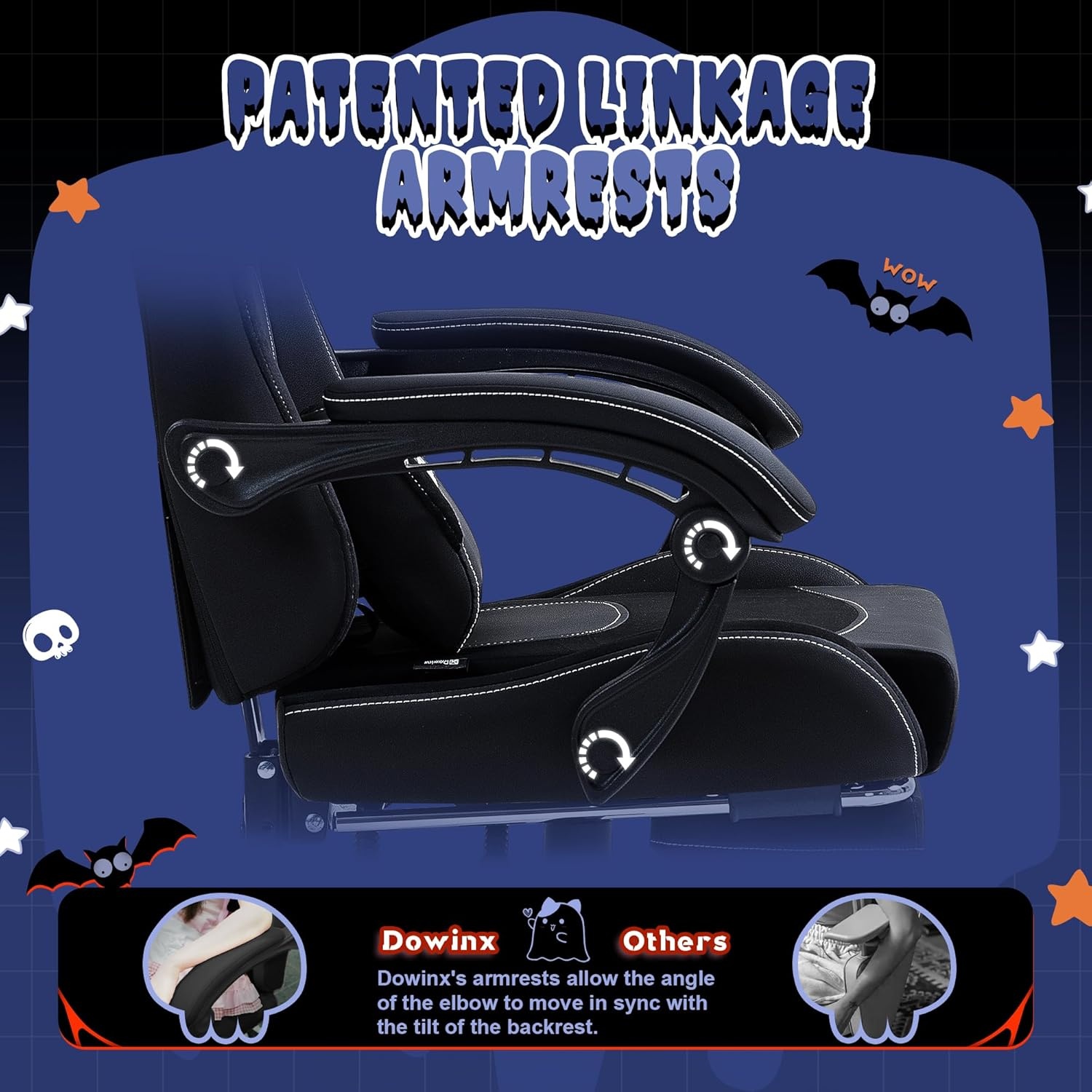 image:imageDowinx Gaming Chair Cute with Cat Ears and Massage Lumbar Support Ergonomic Computer Chair for Girl with Footrest and Headrest Comfortable Reclining Game Chair 290lbs for Adult Teen Blue GreenAll Black