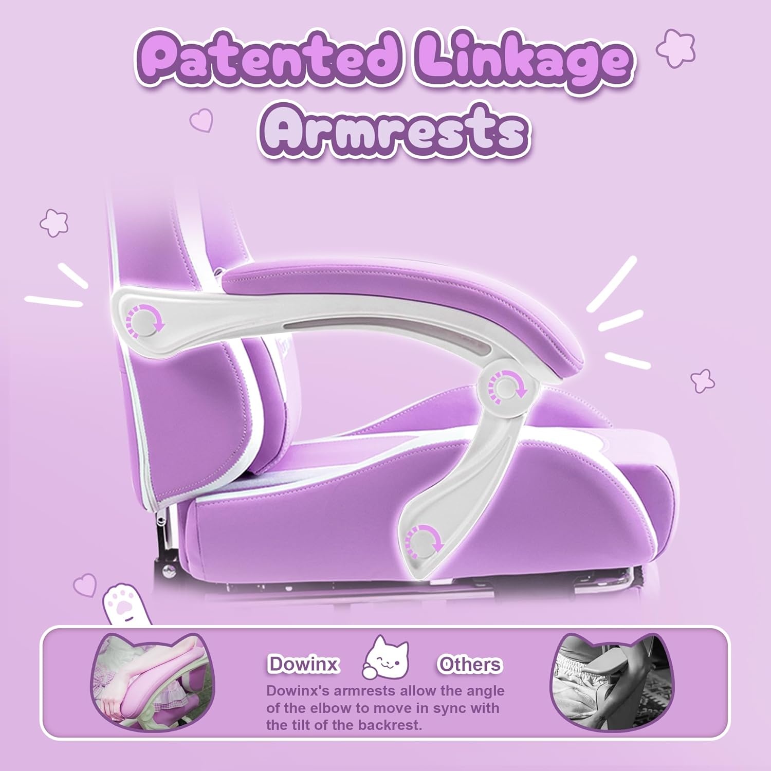 image:imageDowinx Gaming Chair Cute with Cat Ears and Massage Lumbar Support Ergonomic Computer Chair for Girl with Footrest and Headrest Comfortable Reclining Game Chair 290lbs for Adult Teen Blue GreenPurple