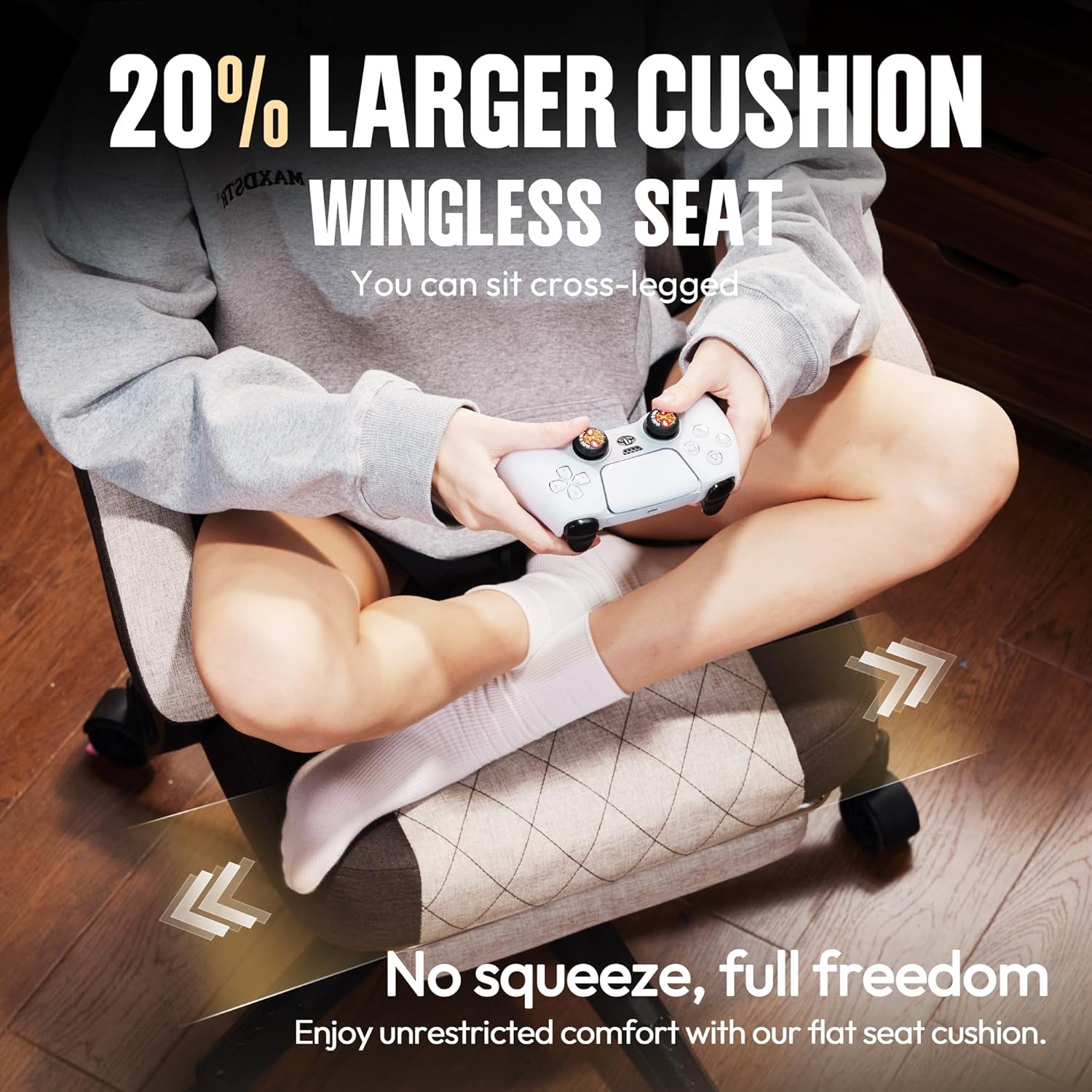 image:imageDowinx Gaming Chair Fabric with Pocket Spring Cushion High Back Ergonomic Computer Chair with Footrest for Adults Massage Lumbar Support Swivel Game Chair for Office Gaming 300LBS GreenBrown
