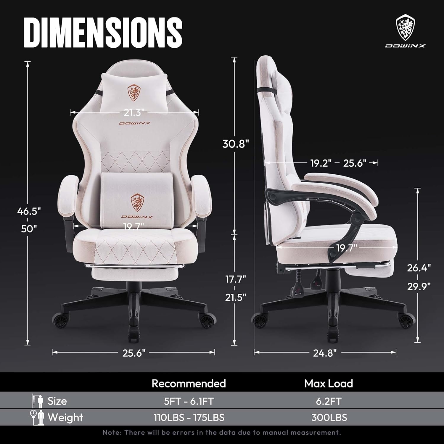 image:imageDowinx Gaming Chair Fabric with Pocket Spring Cushion High Back Ergonomic Computer Chair with Footrest for Adults Massage Lumbar Support Swivel Game Chair for Office Gaming 300LBS GreenBeige