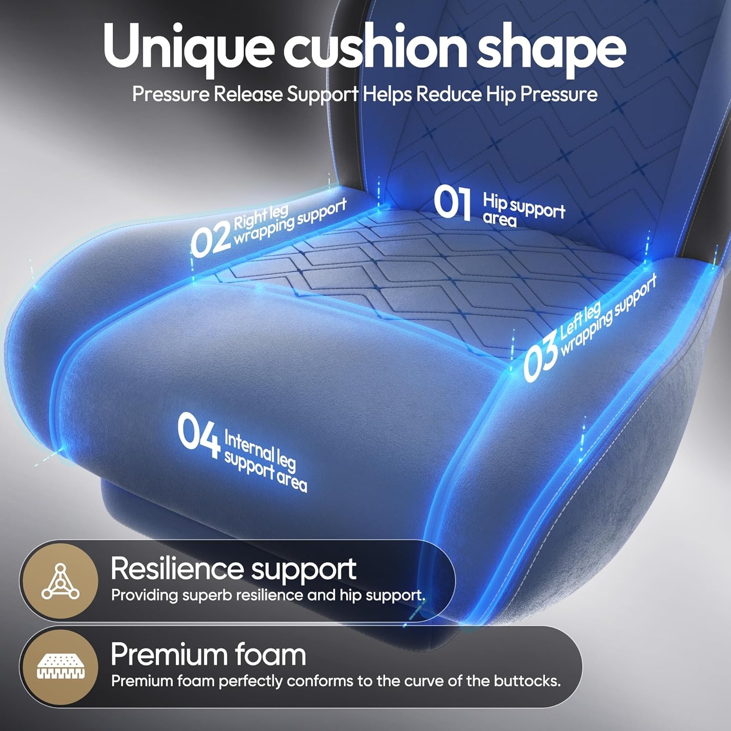 image:imageDowinx Gaming Chair with Heated Massage Lumbar SupportBig and Tall Fabric Gaming Chairs for Adults with Footrest Ergonomic Computer Game Chair with Poket Spring Cushions 350lbs BlackBlue