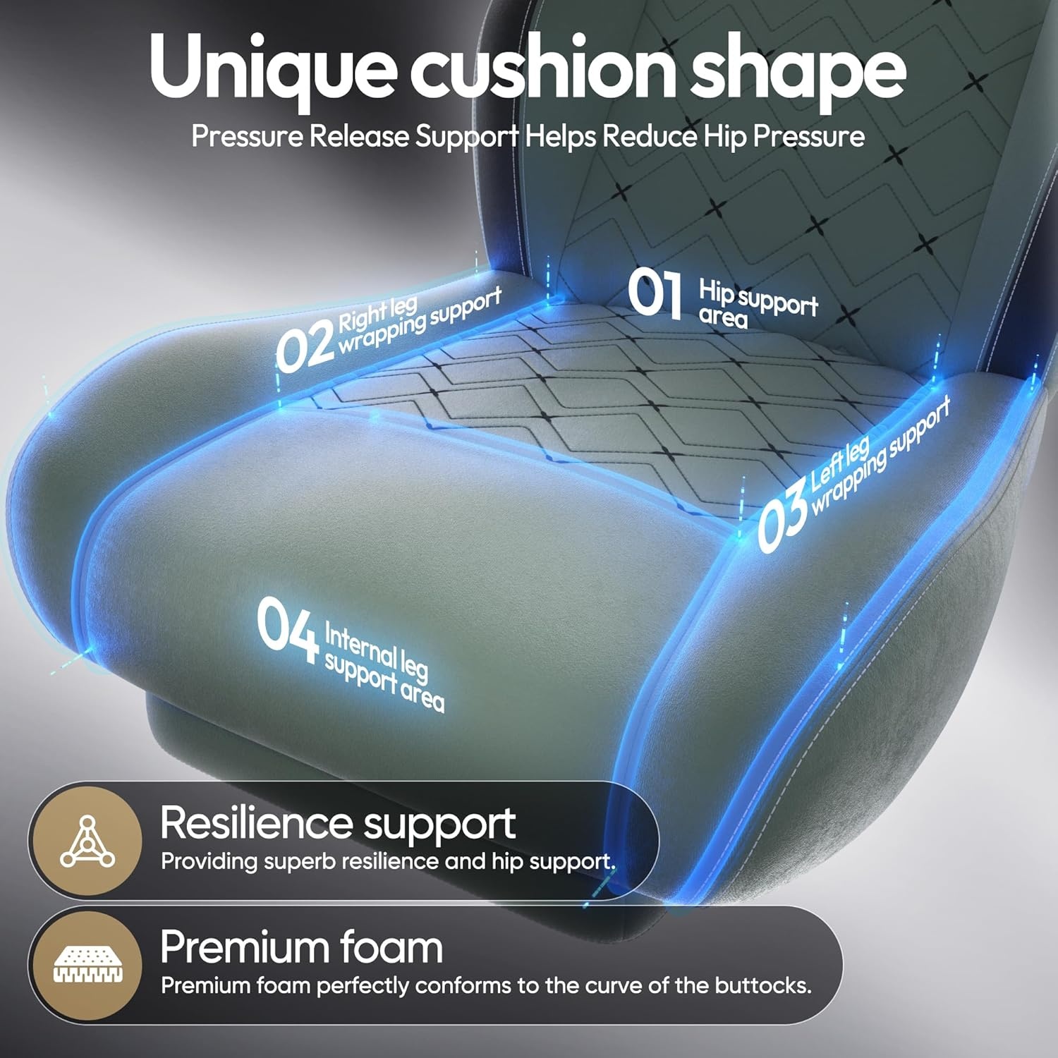 image:imageDowinx Gaming Chair with Heated Massage Lumbar SupportBig and Tall Fabric Gaming Chairs for Adults with Footrest Ergonomic Computer Game Chair with Poket Spring Cushions 350lbs BlackGreen