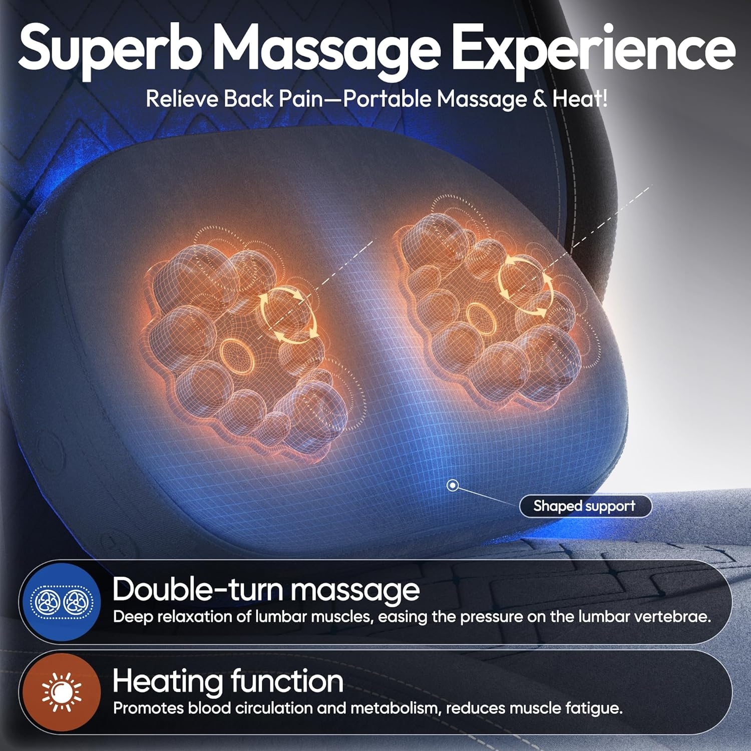 image:imageDowinx Gaming Chair with Heated Massage Lumbar SupportBig and Tall Fabric Gaming Chairs for Adults with Footrest Ergonomic Computer Game Chair with Poket Spring Cushions 350lbs BlackBlue