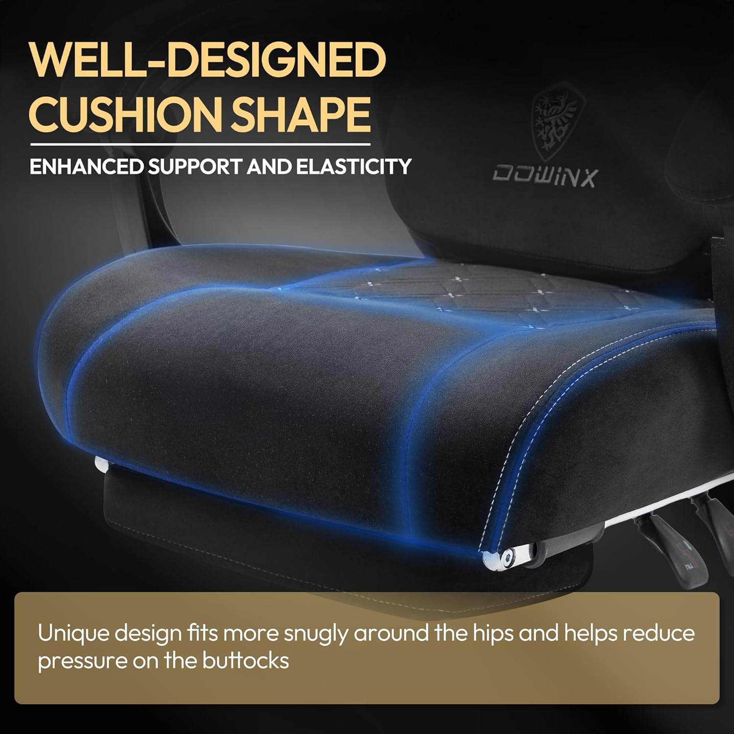 image:imageDowinx Gaming Chair with Heated Massage Lumbar SupportBig and Tall Fabric Gaming Chairs for Adults with Footrest Ergonomic Computer Game Chair with Poket Spring Cushions 350lbs BlackBlack and White
