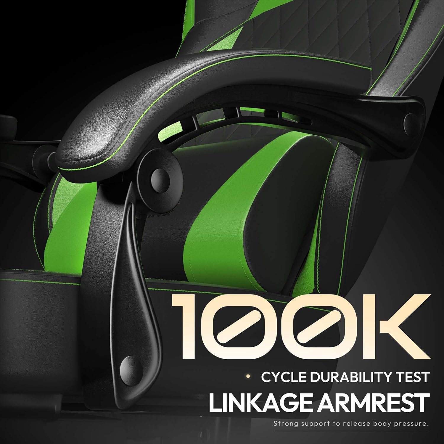 image:imageDowinx Gaming Chair with Pocket Spring Cushion Ergonomic Computer Chair with Massage Lumbar and Footrest for Adults High Back Game Chair Leather for Office Gaming 300LBS Green New50a Green