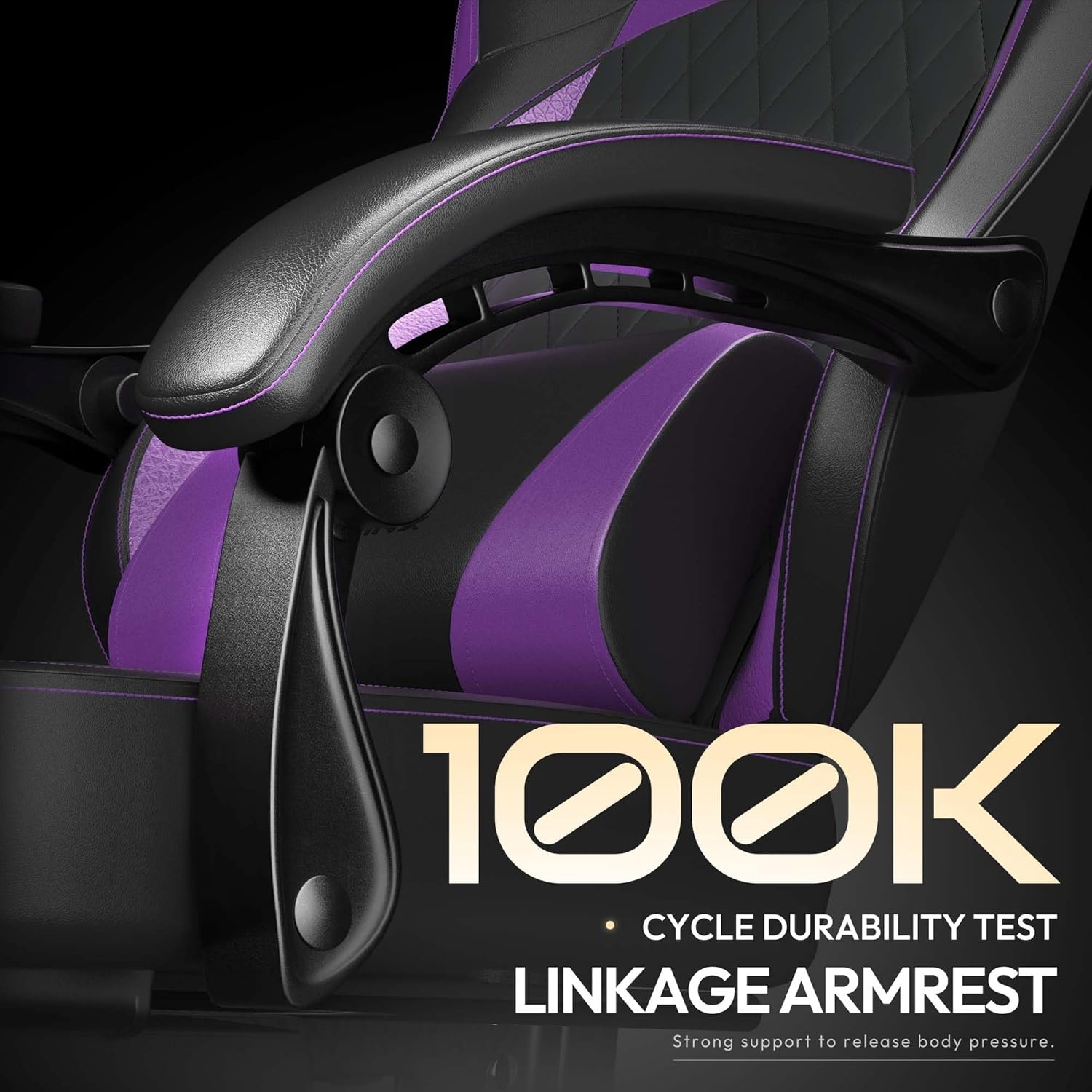 image:imageDowinx Gaming Chair with Pocket Spring Cushion Ergonomic Computer Chair with Massage Lumbar and Footrest for Adults High Back Game Chair Leather for Office Gaming 300LBS Green New50a Purple