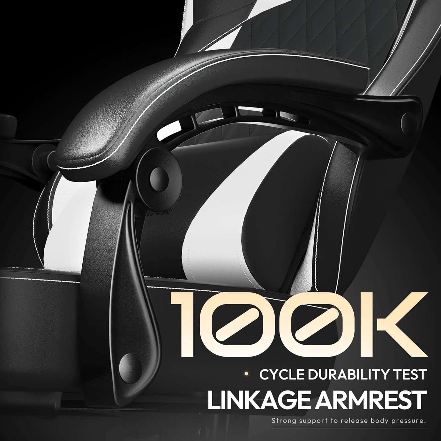 image:imageDowinx Gaming Chair with Pocket Spring Cushion Ergonomic Computer Chair with Massage Lumbar and Footrest for Adults High Back Game Chair Leather for Office Gaming 300LBS Green New50a White