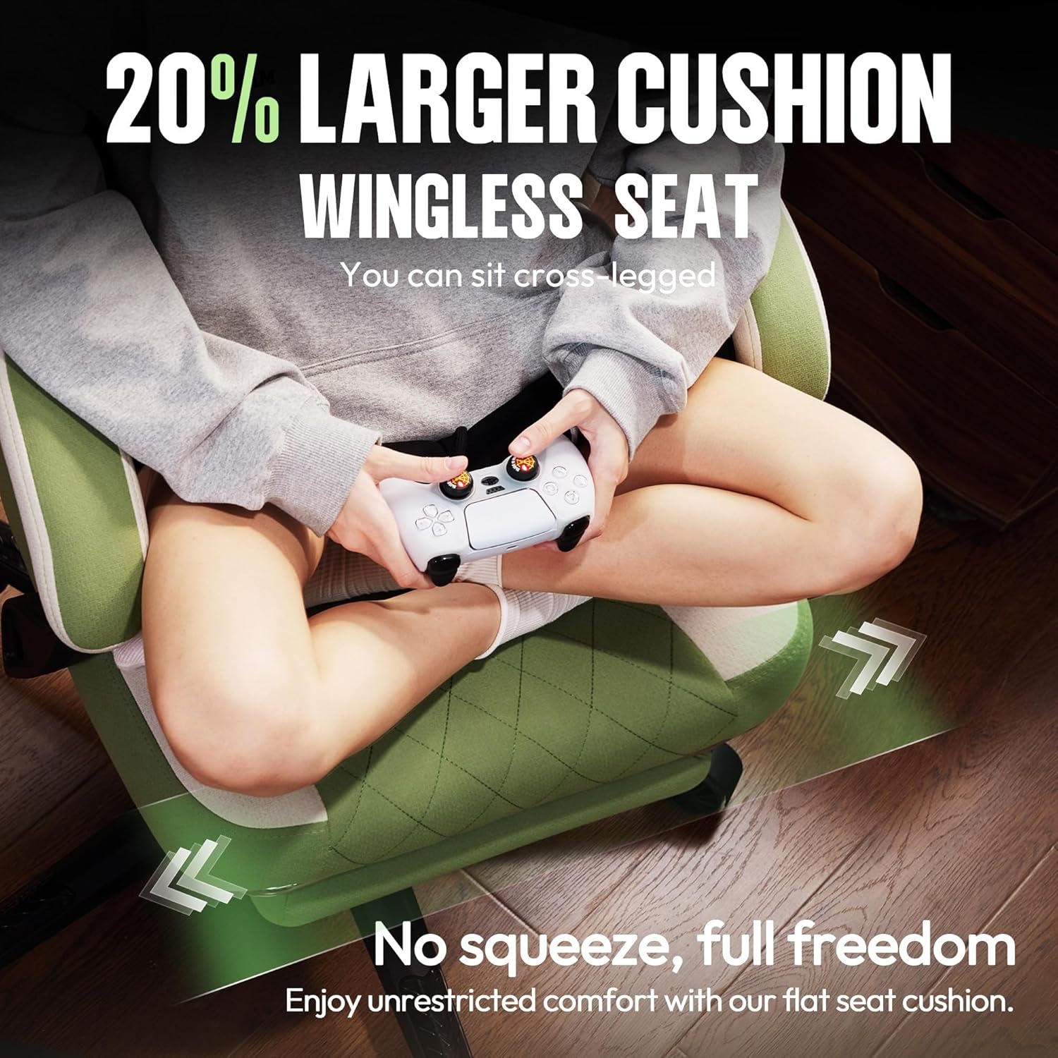 image:imageDowinx Gaming Chair with Pocket Spring Cushion High Back Ergonomic 360 Swivel Chair for Office Gaming Massage Lumbar Support with Footrest for Adults 300LBS Capacity Beige for Office GamingGreen