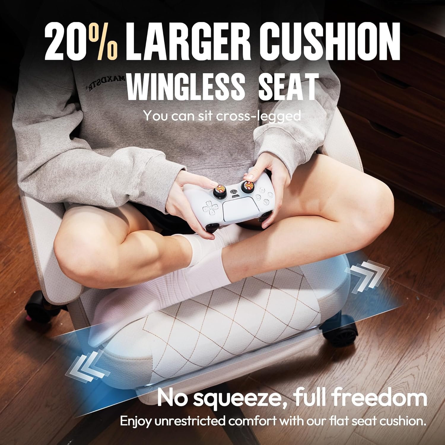 image:imageDowinx Gaming Chair with Pocket Spring Cushion High Back Ergonomic 360 Swivel Chair for Office Gaming Massage Lumbar Support with Footrest for Adults 300LBS Capacity Beige for Office GamingBeige