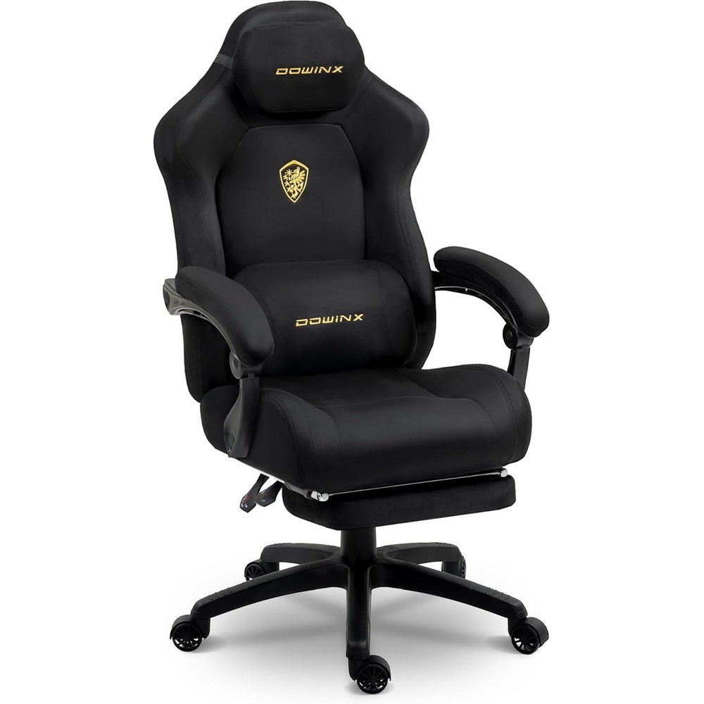 image:imageDowinx Gaming Chair Ergonomic Office Recliner for Computer with Massage Lumbar Support Racing Style Armchair PU Leather ESports Gamer Chairs with Retractable Footrest Blue Grey