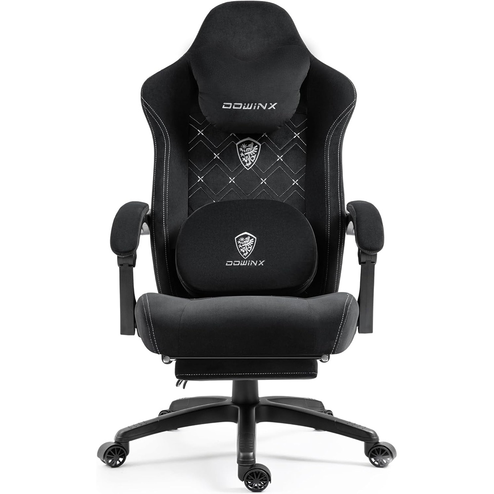 image:imageDowinx Gaming Chair with Heated Massage Lumbar SupportBig and Tall Fabric Gaming Chairs for Adults with Footrest Ergonomic Computer Game Chair with Poket Spring Cushions 350lbs BlackBlack and White