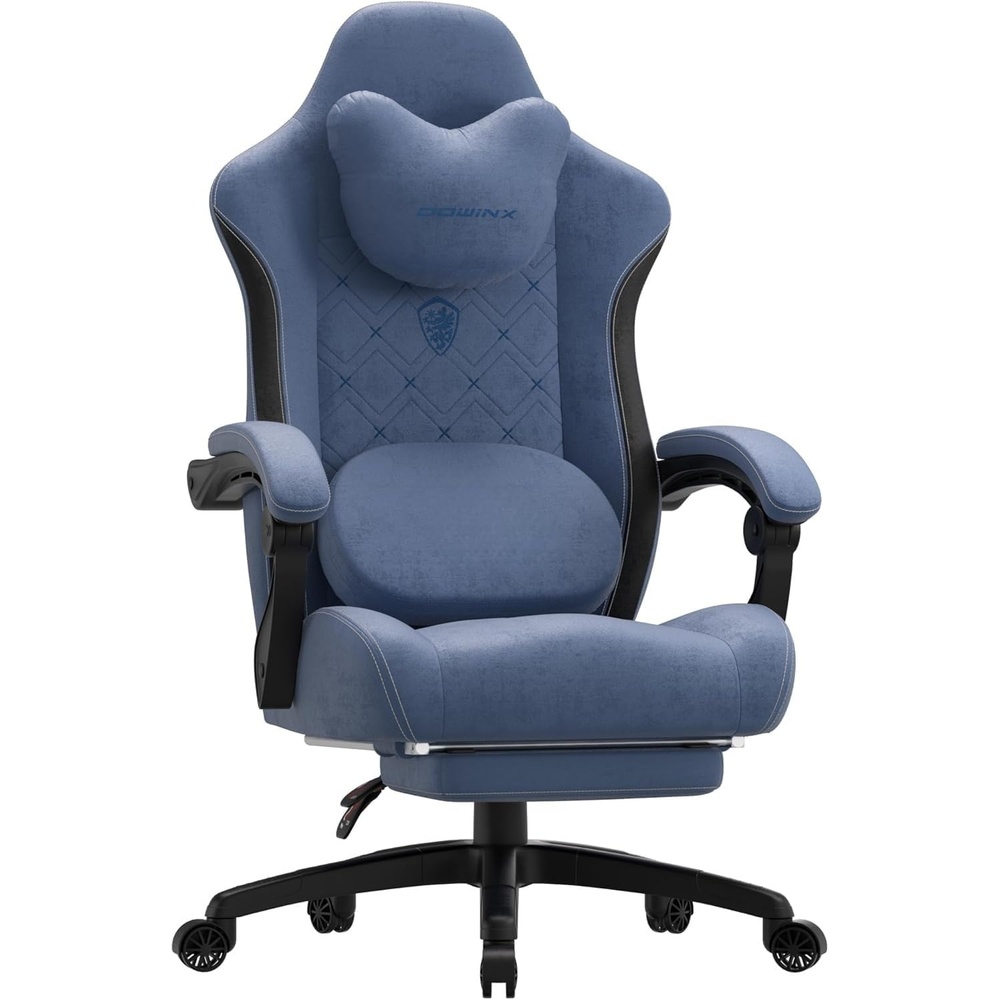 image:imageDowinx Gaming Chair with Heated Massage Lumbar SupportBig and Tall Fabric Gaming Chairs for Adults with Footrest Ergonomic Computer Game Chair with Poket Spring Cushions 350lbs BlackBlue