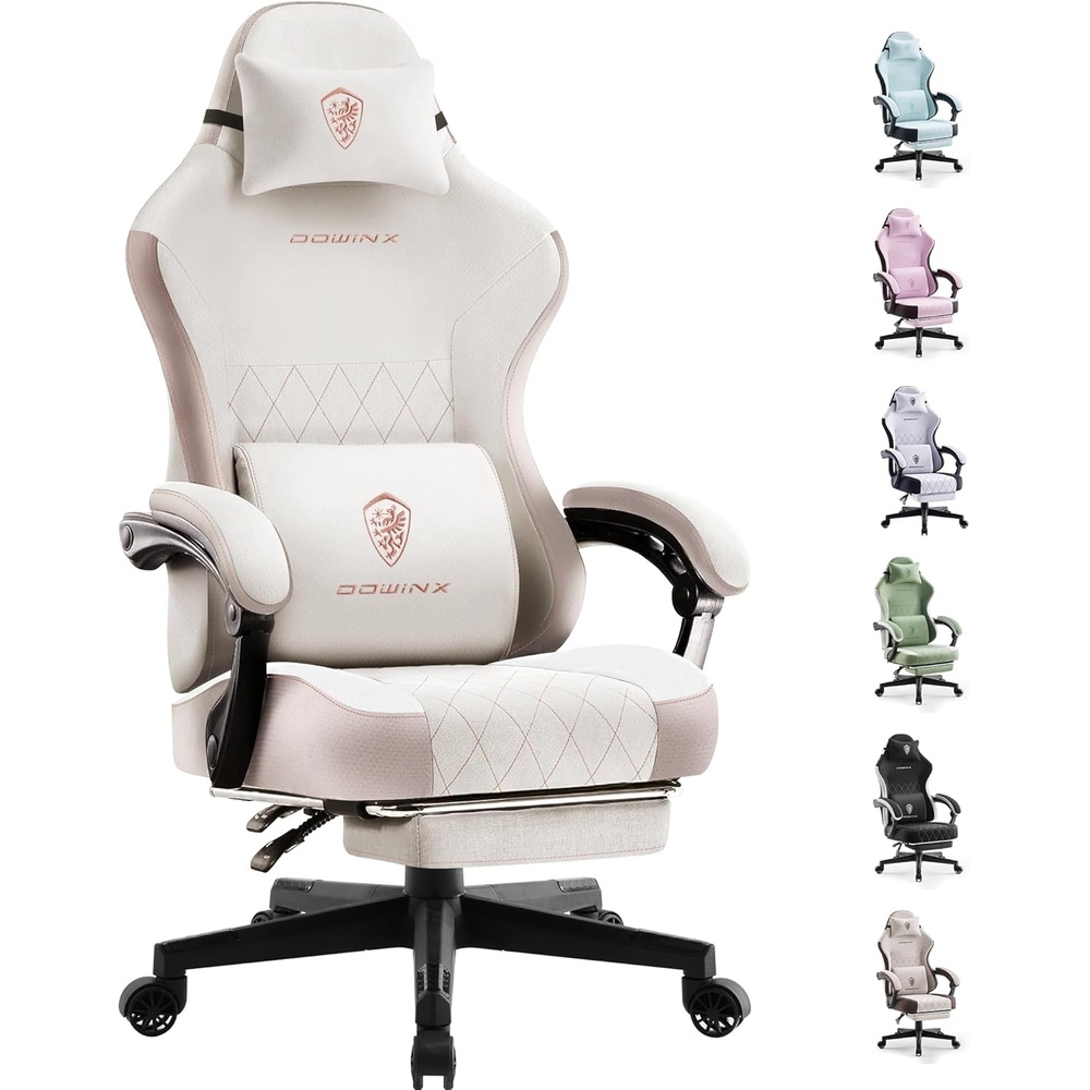 image:imageDowinx Gaming Chair with Pocket Spring Cushion High Back Ergonomic 360 Swivel Chair for Office Gaming Massage Lumbar Support with Footrest for Adults 300LBS Capacity Beige for Office GamingBeige