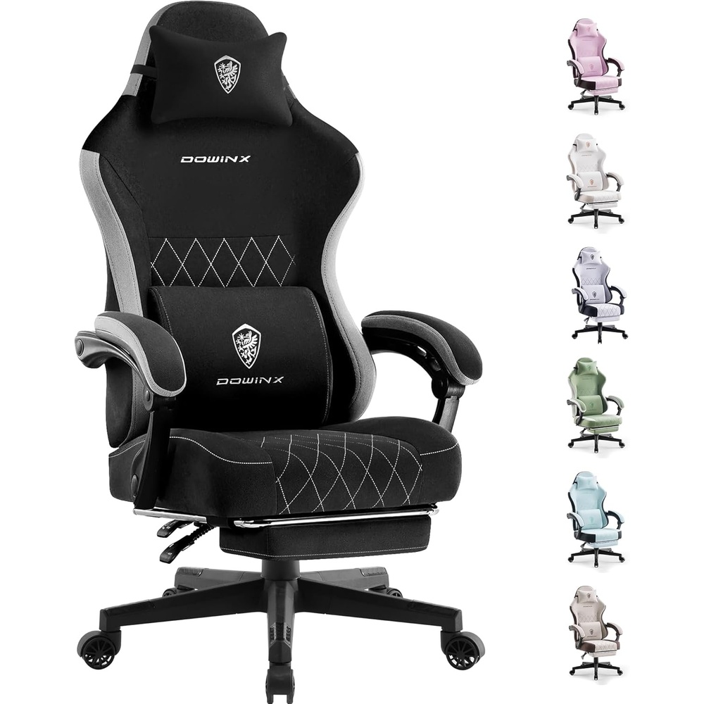 image:imageDowinx Gaming Chair with Pocket Spring Cushion High Back Ergonomic 360 Swivel Chair for Office Gaming Massage Lumbar Support with Footrest for Adults 300LBS Capacity Beige for Office GamingBlack