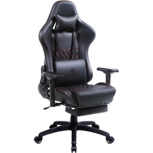 image:imageDowinx Big amp Tall Vintage Gaming Chair for Adults 400 lb Capacity Heavy Duty Ergonomic Computer Chair with Massage Lumbar Footrest amp Easy Side Recline BlackDark Black