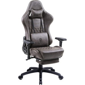 image:imageDowinx Big amp Tall Vintage Gaming Chair for Adults 400 lb Capacity Heavy Duty Ergonomic Computer Chair with Massage Lumbar Footrest amp Easy Side Recline BlackDark Brown