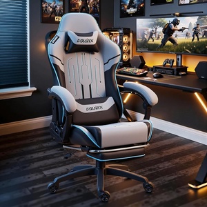 image:imageDowinx Big and Tall Gaming Chair 350LBS Racing Style Ergonomic Computer Chair with SideMounted Recline Control Footrest amp Massage Lumbar High Back Chair with Embroidered Design for Work BlackGrey