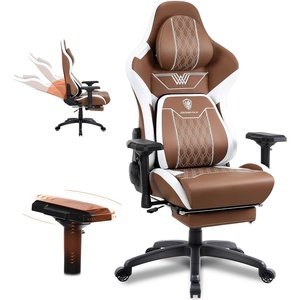 image:imageDowinx Big and Tall Gaming Chair with Footrest High Back Ergonomic Office Chair with Comfortable Headrest and Lumbar Support 4D Armrests Computer Chair for Adults Pu Leather Brown