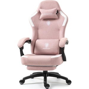 image:imageDowinx Fabric Gaming Chair with Pocket Spring CushionBreathable Computer Chair with Massage Lumbar Support and FootrestHigh Back Game Office Chair for AdultPinkPink