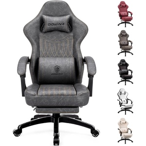 image:imageDowinx Gaming Chair Breathable PU Leather Gamer Chair with Footrest Massage Lumbar Support Big and Tall Ergonomic Reclining Computer Chair with Pocket Spring Cushion for Adults Teens BlackampWhiteGrey
