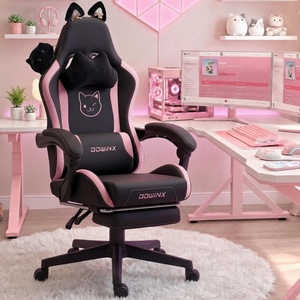 image:imageDowinx Gaming Chair Cute with Cat Ears and Massage Lumbar Support Ergonomic Computer Chair for Girl with Footrest and Headrest Comfortable Reclining Game Chair 290lbs for Adult Teen Blue GreenBlack and Pink