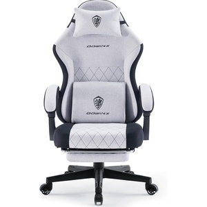 image:imageDowinx Gaming Chair Fabric with Pocket Spring Cushion High Back Ergonomic Computer Chair with Footrest for Adults Massage Lumbar Support Swivel Game Chair for Office Gaming 300LBS GreenBlack Gray