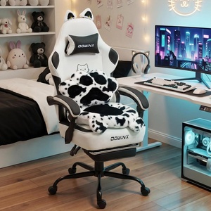 image:imageDowinx Gaming Chair with Cat Ears and Paw Lumbar Pillow Ergonomic Reclining Chair Memory Foam and Spring Cushion Footrest 300lbs Capacity Cute and Comfortable Design for Women amp GirlsBlackwhite