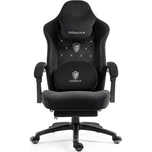image:imageDowinx Gaming Chair with Heated Massage Lumbar SupportBig and Tall Fabric Gaming Chairs for Adults with Footrest Ergonomic Computer Game Chair with Poket Spring Cushions 350lbs BlackBlack and White