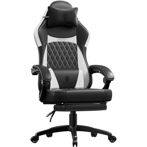 image:imageDowinx Gaming Chair with Pocket Spring Cushion Ergonomic Computer Chair with Massage Lumbar and Footrest for Adults High Back Game Chair Leather for Office Gaming 300LBS Green New50a White