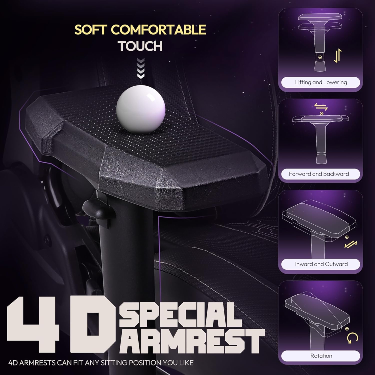 image:imageDowinx Big and Tall Gaming Chair with Footrest High Back Ergonomic Office Chair with Comfortable Headrest and Lumbar Support 4D Armrests Computer Chair for Adults Pu Leather Black