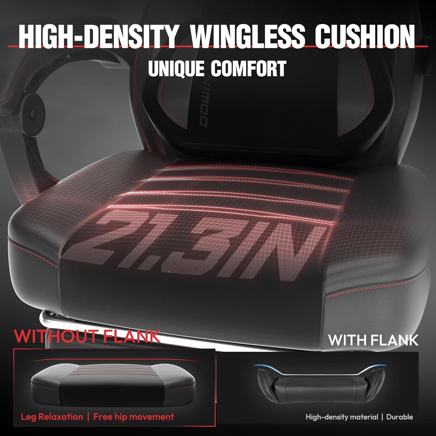 image:imageDowinx Fabric Gaming Chair with Footrest 350lb Big and Tall Gamer Chair Wide Seat Ergonomic Computer Chair with Lumbar Massage Support Wide Back Office Chair for Heavy People BlackBlack