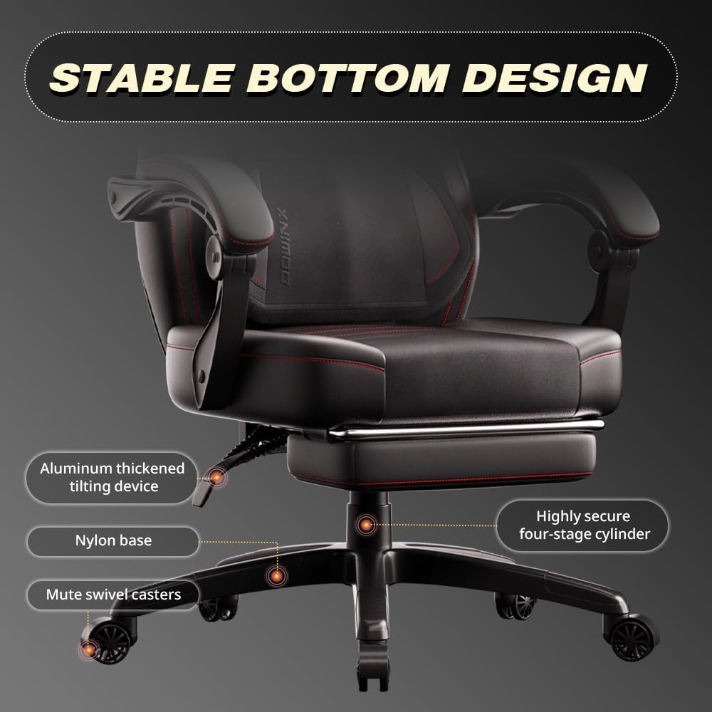 image:imageDowinx Fabric Gaming Chair with Footrest 350lb Big and Tall Gamer Chair Wide Seat Ergonomic Computer Chair with Lumbar Massage Support Wide Back Office Chair for Heavy People BlackDeep Black