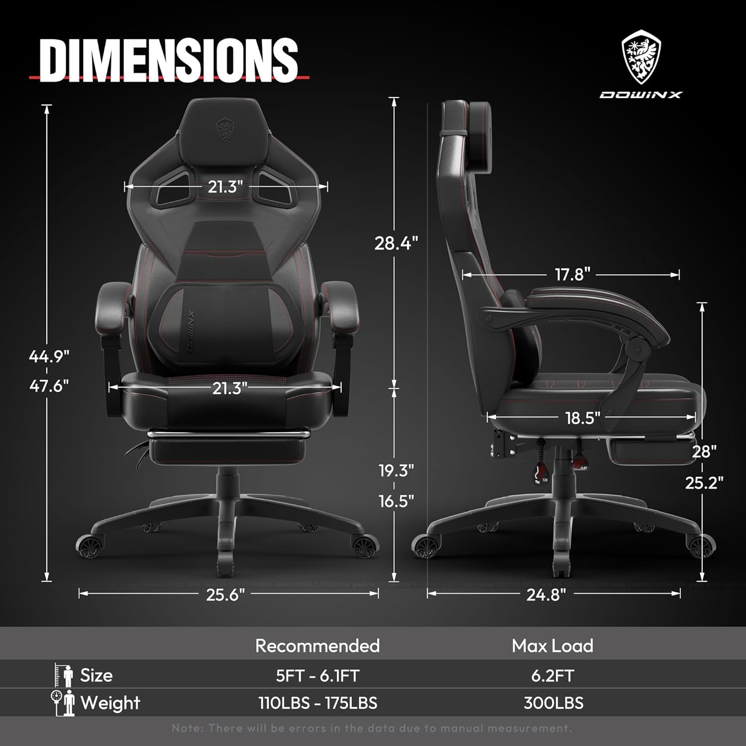 image:imageDowinx Fabric Gaming Chair with Footrest 350lb Big and Tall Gamer Chair Wide Seat Ergonomic Computer Chair with Lumbar Massage Support Wide Back Office Chair for Heavy People BlackBlack
