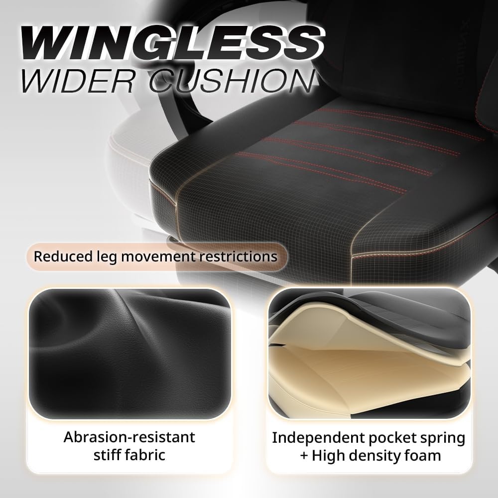 image:imageDowinx Fabric Gaming Chair with Footrest 350lb Big and Tall Gamer Chair Wide Seat Ergonomic Computer Chair with Lumbar Massage Support Wide Back Office Chair for Heavy People BlackDeep Black