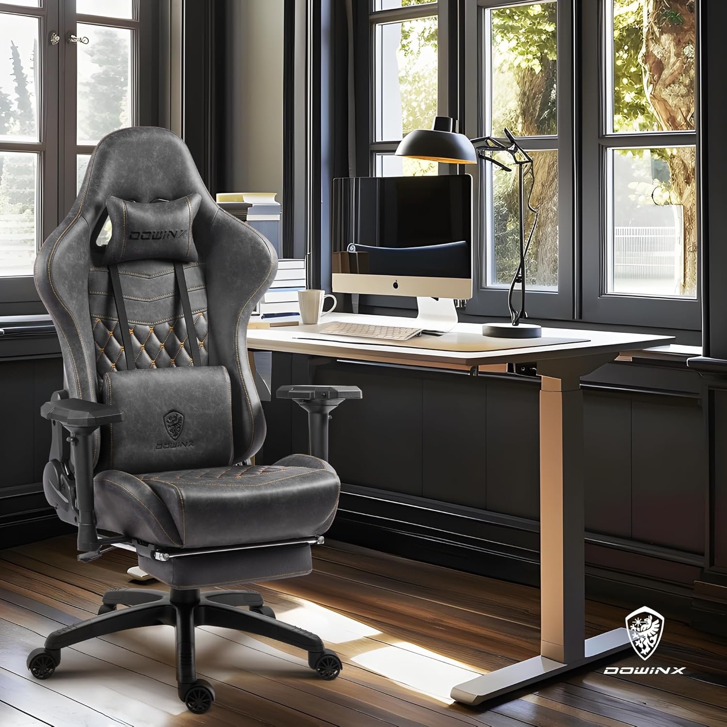 image:imageDowinx Gaming Chair Big and Tall Ergonomic PC Gaming Chair with Footrest amp Massage Racing Style Reclining Computer Chair for Adults 400LBS Capacity Heavy Duty Gamer Chair BlackGrey