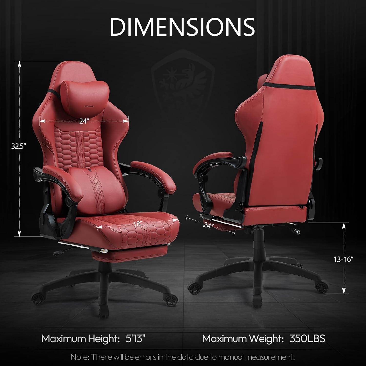 image:imageDowinx Gaming Chair Big and Tall Ergonomic PC Gaming Chair with Footrest amp Massage Racing Style Reclining Computer Chair for Adults 400LBS Capacity Heavy Duty Gamer Chair BlackDark Red
