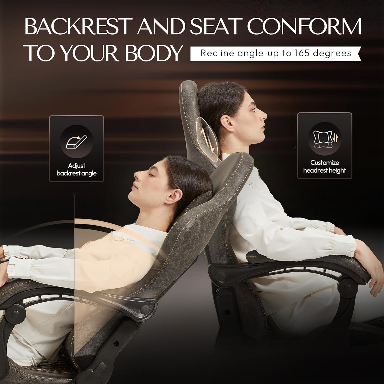 image:imageDowinx Gaming Chair Big and Tall Ergonomic PC Gaming Chair with Footrest amp Massage Racing Style Reclining Computer Chair for Adults 400LBS Capacity Heavy Duty Gamer Chair BlackBrown