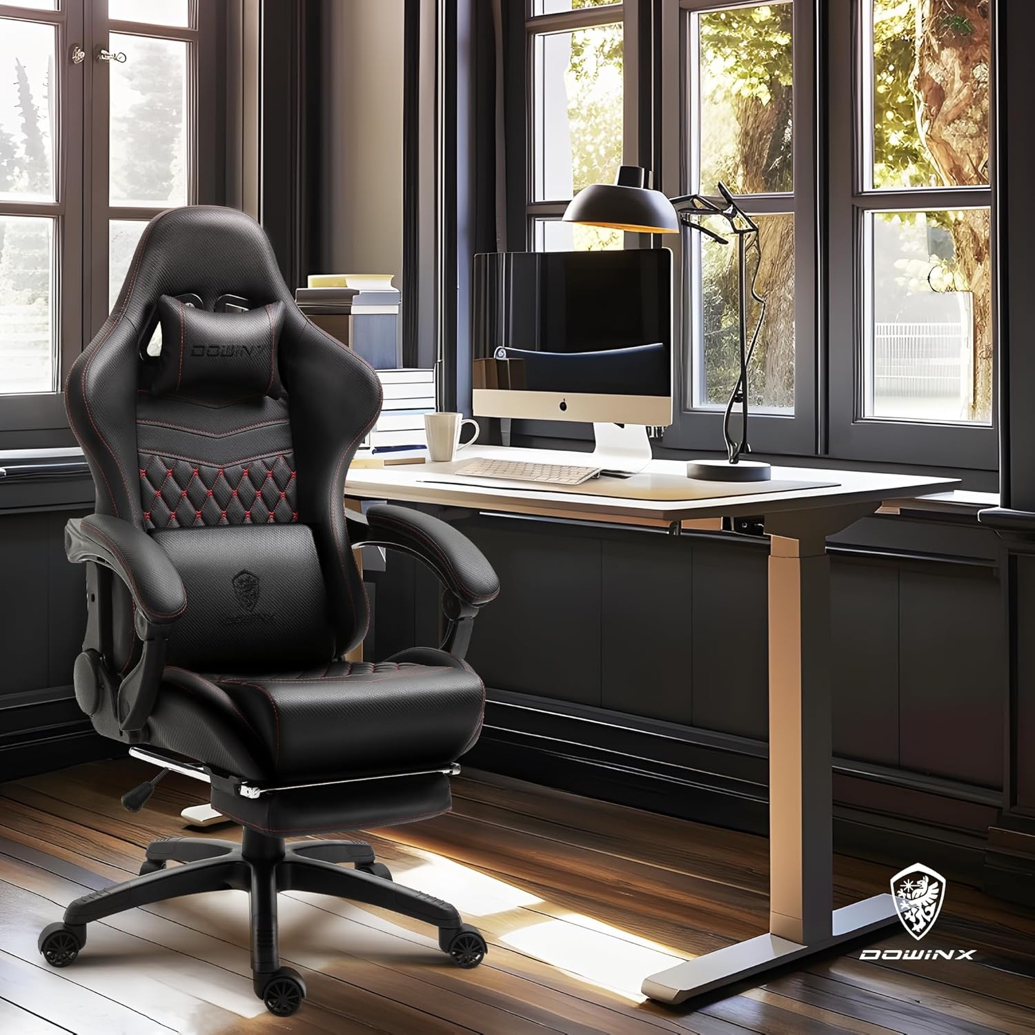 image:imageDowinx Gaming Chair Big and Tall Ergonomic PC Gaming Chair with Footrest amp Massage Racing Style Reclining Computer Chair for Adults 400LBS Capacity Heavy Duty Gamer Chair BlackBlack