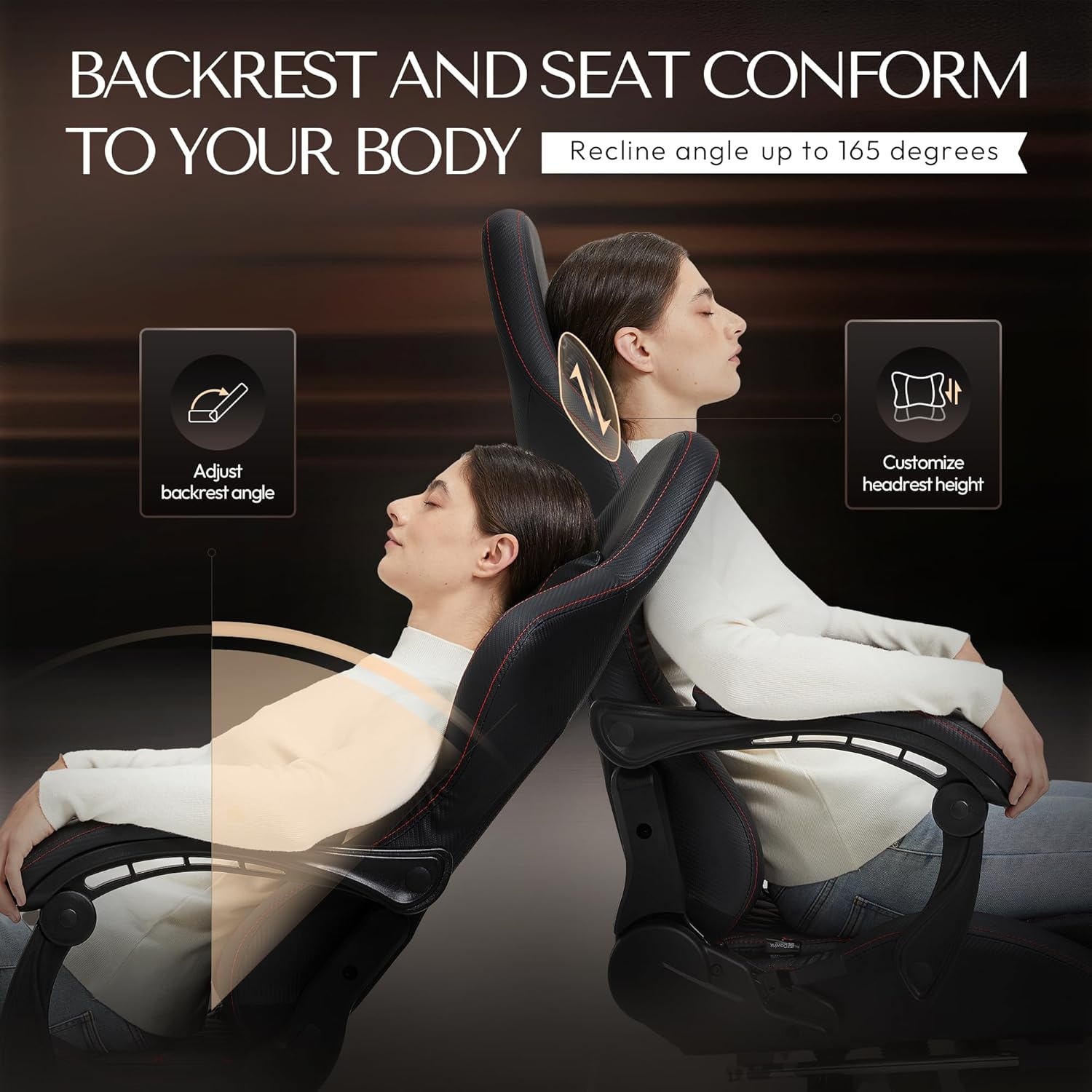 image:imageDowinx Gaming Chair Big and Tall Ergonomic PC Gaming Chair with Footrest amp Massage Racing Style Reclining Computer Chair for Adults 400LBS Capacity Heavy Duty Gamer Chair BlackBlack