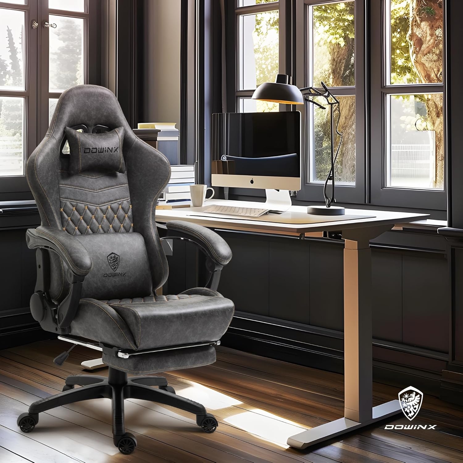 image:imageDowinx Gaming Chair Big and Tall Ergonomic PC Gaming Chair with Footrest amp Massage Racing Style Reclining Computer Chair for Adults 400LBS Capacity Heavy Duty Gamer Chair BlackGrey