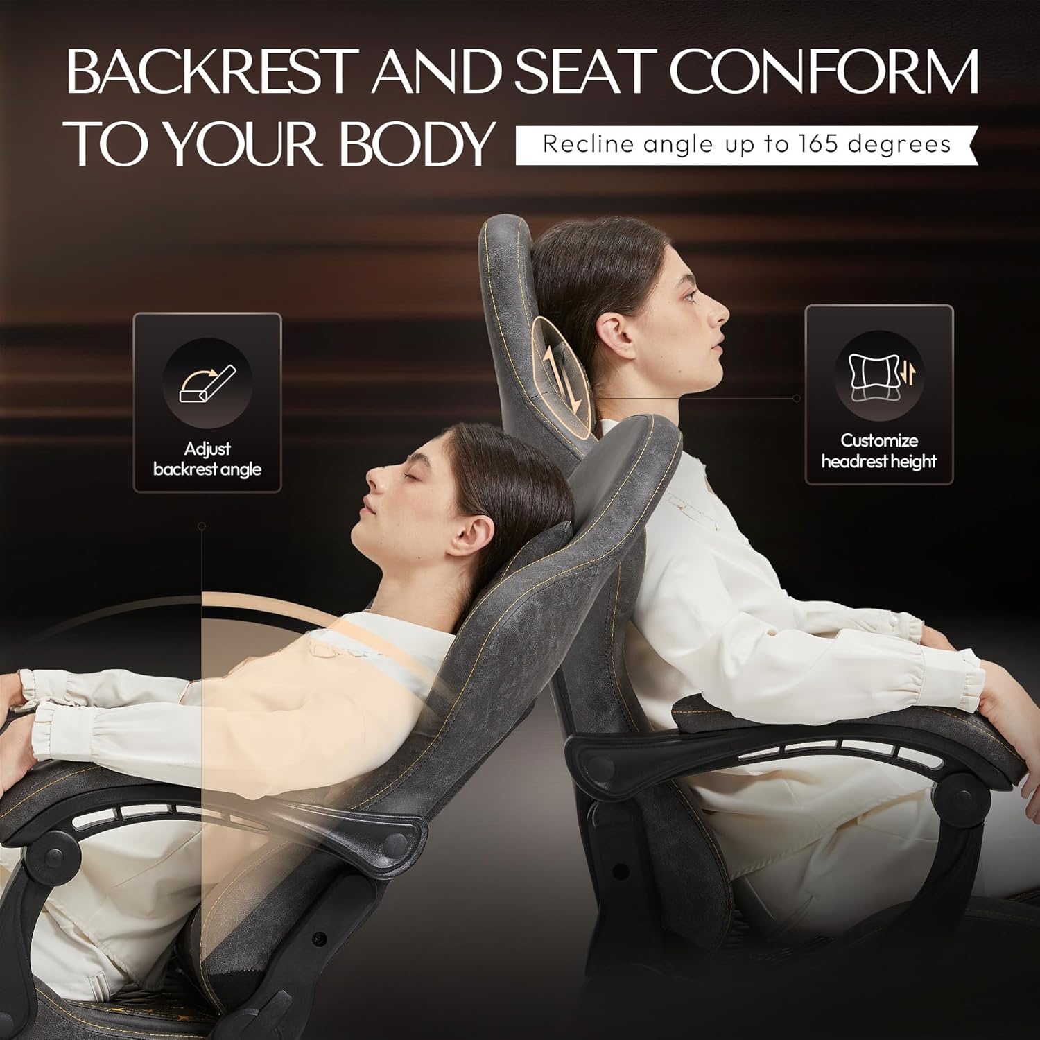 image:imageDowinx Gaming Chair Big and Tall Ergonomic PC Gaming Chair with Footrest amp Massage Racing Style Reclining Computer Chair for Adults 400LBS Capacity Heavy Duty Gamer Chair BlackGrey