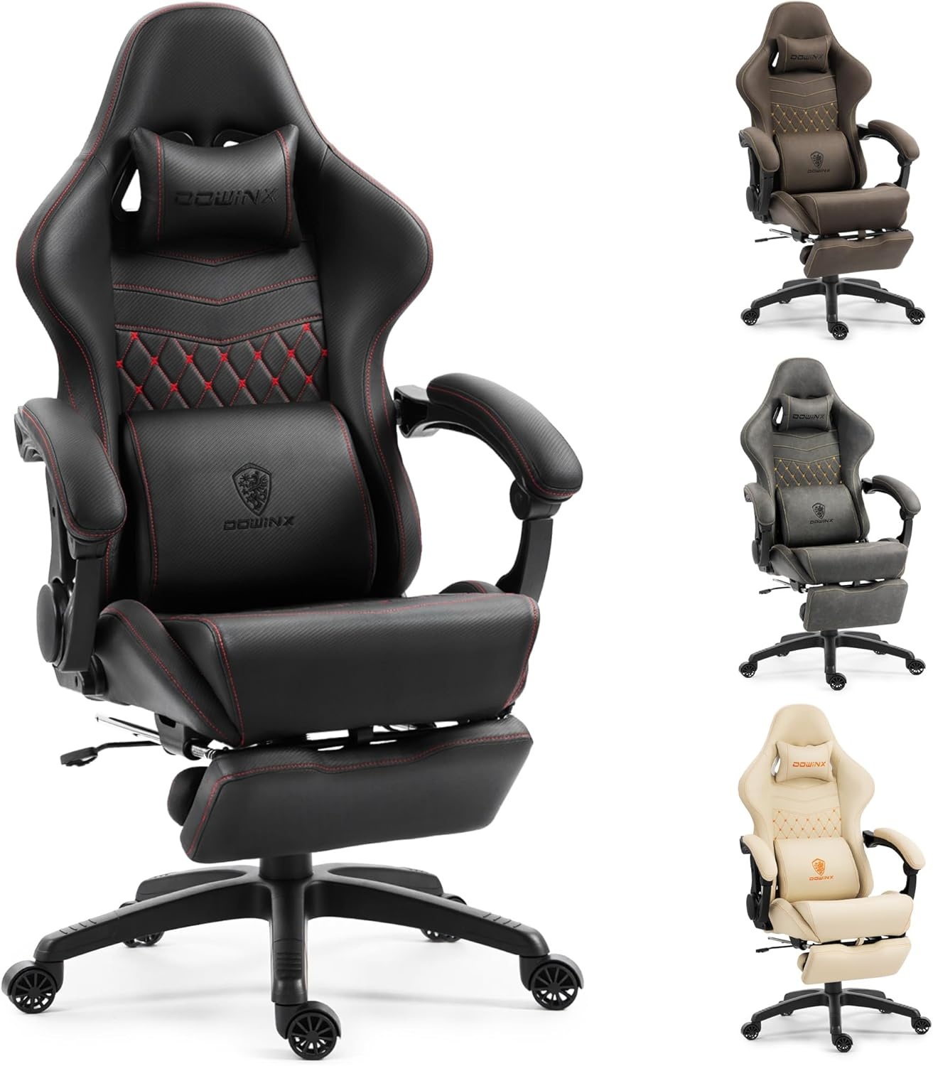 image:imageDowinx Gaming Chair Big and Tall Ergonomic PC Gaming Chair with Footrest amp Massage Racing Style Reclining Computer Chair for Adults 400LBS Capacity Heavy Duty Gamer Chair BlackBlack