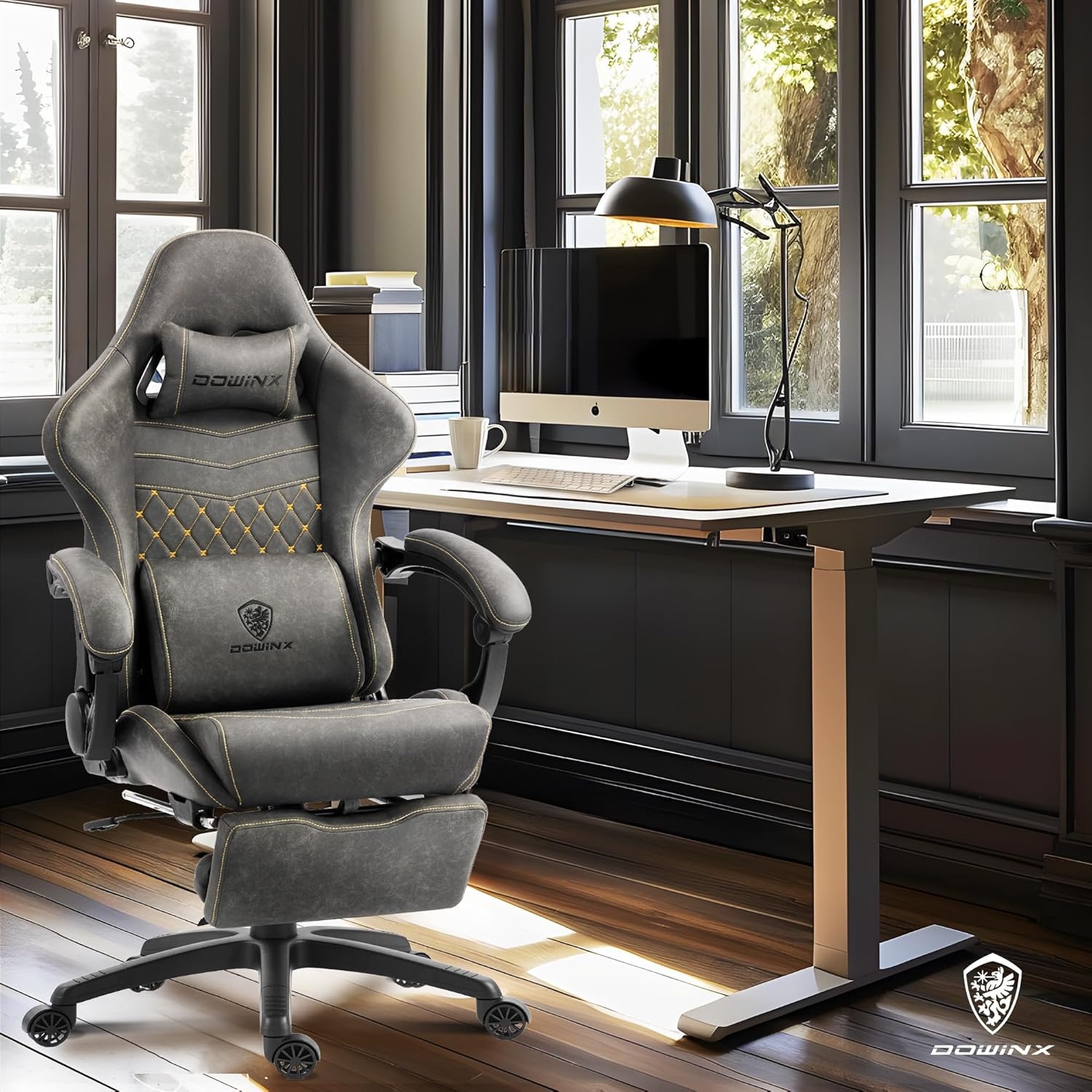 image:imageDowinx Gaming Chair Big and Tall Ergonomic PC Gaming Chair with Footrest amp Massage Racing Style Reclining Computer Chair for Adults 400LBS Capacity Heavy Duty Gamer Chair BlackGrey