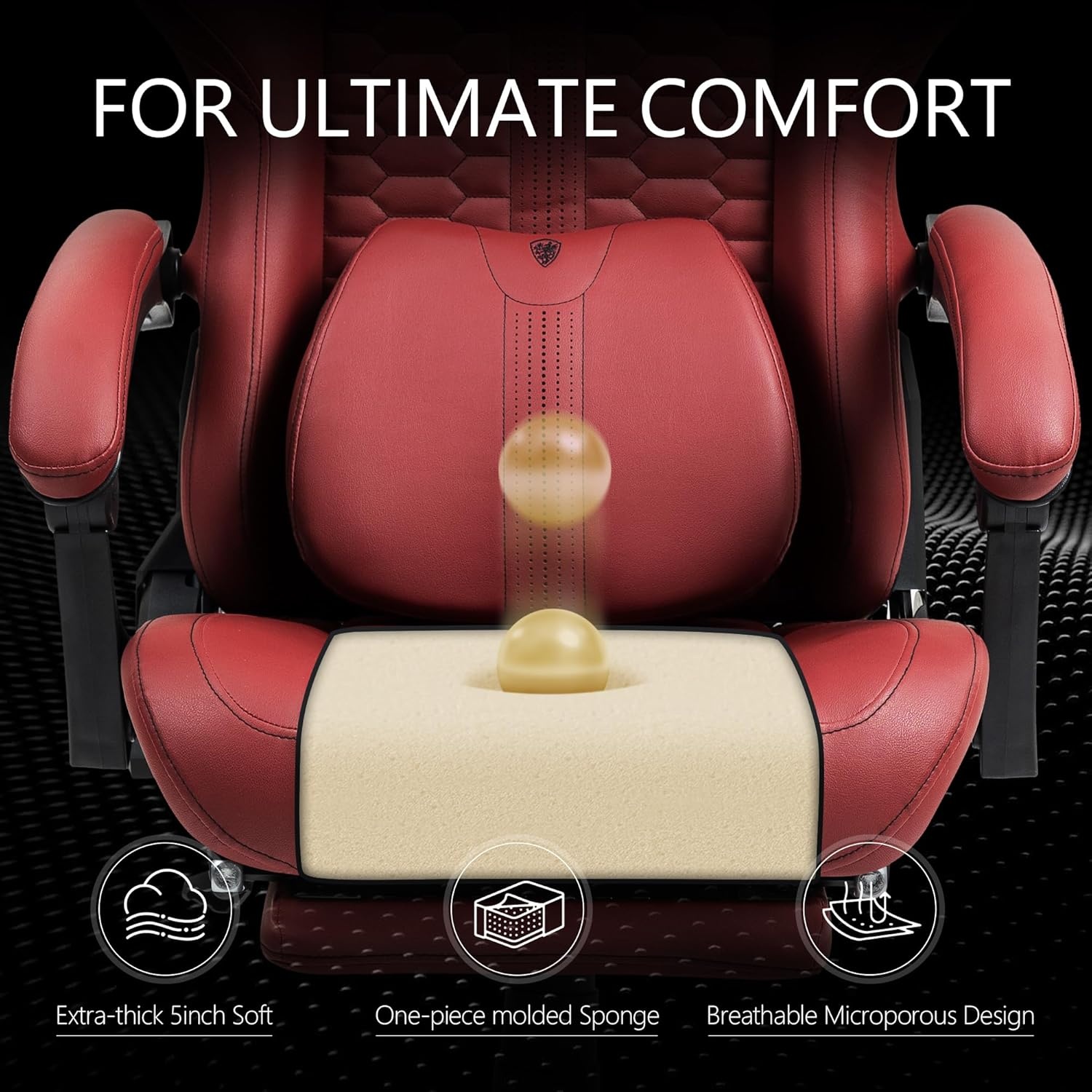 image:imageDowinx Gaming Chair Big and Tall Ergonomic PC Gaming Chair with Footrest amp Massage Racing Style Reclining Computer Chair for Adults 400LBS Capacity Heavy Duty Gamer Chair BlackDark Red