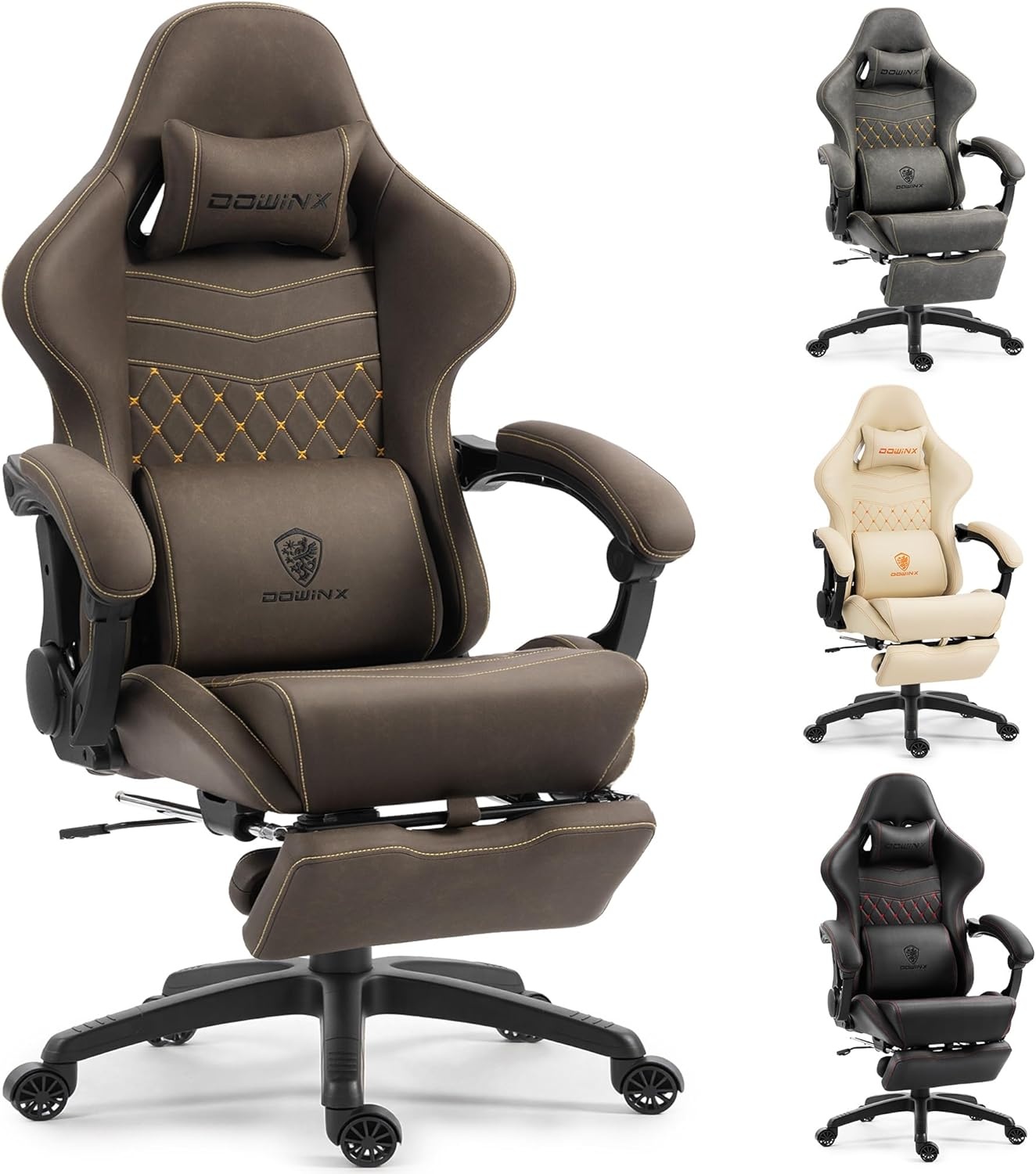 image:imageDowinx Gaming Chair Big and Tall Ergonomic PC Gaming Chair with Footrest amp Massage Racing Style Reclining Computer Chair for Adults 400LBS Capacity Heavy Duty Gamer Chair BlackBrown