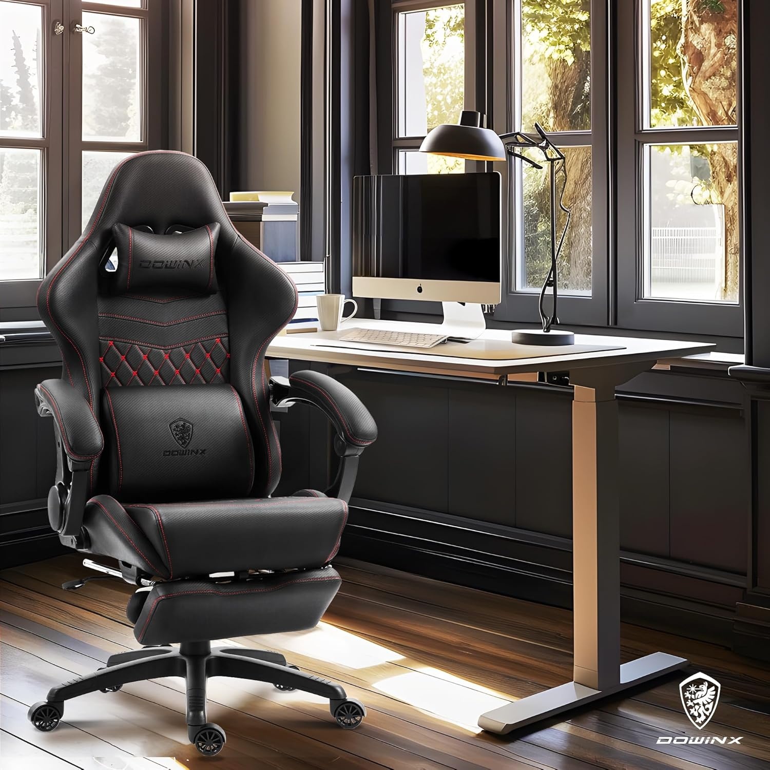 image:imageDowinx Gaming Chair Big and Tall Ergonomic PC Gaming Chair with Footrest amp Massage Racing Style Reclining Computer Chair for Adults 400LBS Capacity Heavy Duty Gamer Chair BlackBlack