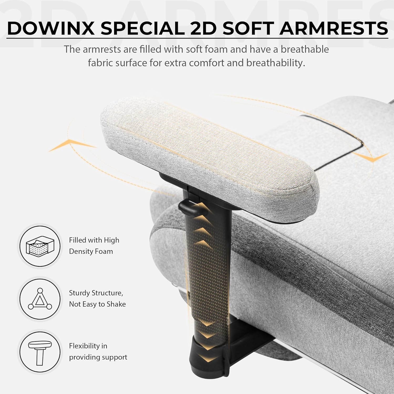 image:imageDowinx Gaming Chair with Pocket Spring Cushion Breathable Fabric Ergonomic Office Chair with Footrest amp Massage Lumbar Support Comfortable Reclining Chair for Long Hours Sitting 350LBS BlackGrey